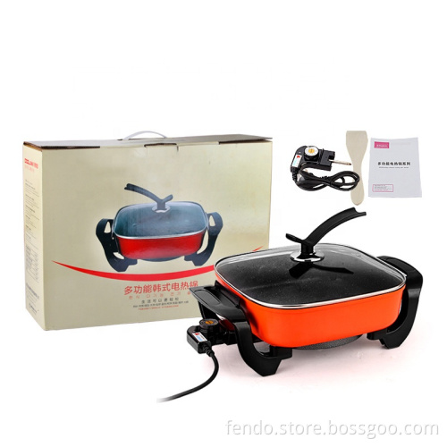 1600W Nonstick 6L Multi-Purpose Electric Frying Pan with Glass Lid